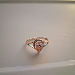 Elegant Pink Teardrop Rose Gold Ring